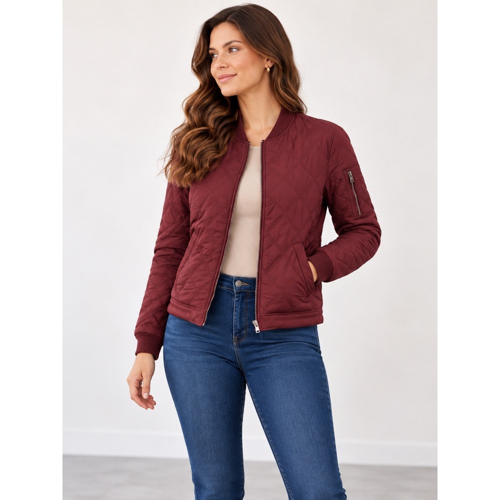 Jolt Quilted Bomber Jacket Maroon NWT Size S Lightweight Puffer Coat‎